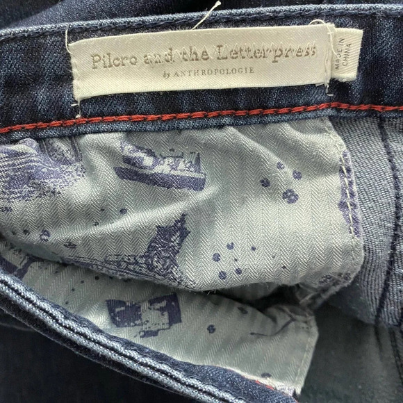 Anthropologie Pilcro High-Rise Capri Denim Legging Jeans Dark‎ Wash Blue Size 27 - Picture 9 of 12